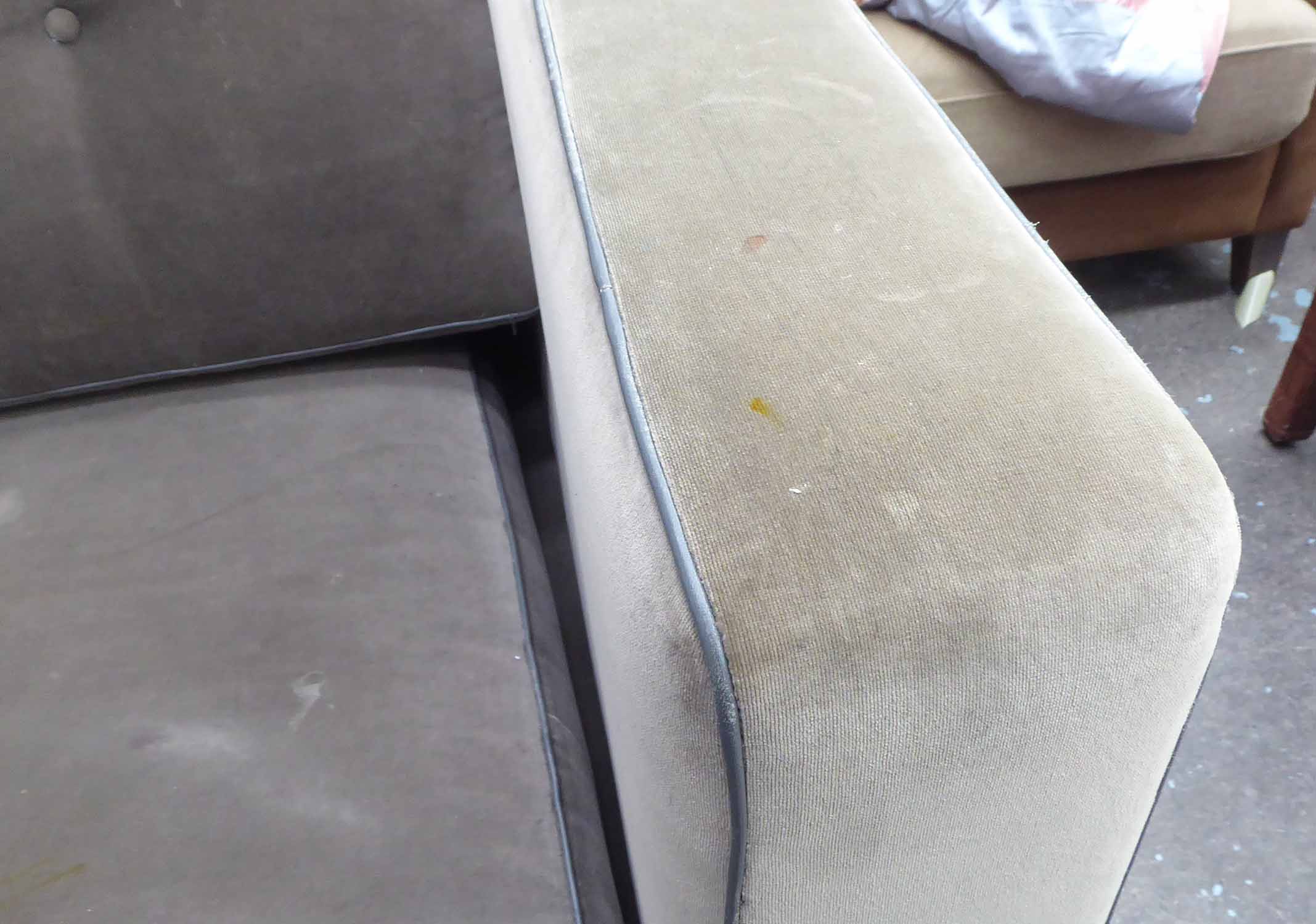 SOFA, 1960's Italian style grey velvet with piping finish and buttoned back detail, 195cm W. - Image 3 of 3