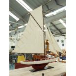 MODEL YATCH, on stand, large proportions, 150cm H.