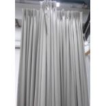 CURTAINS, a set of six, of various dimensions, grey fabric, lined,