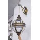 WALL HANGING LANTERNS, a pair, Regency style with brackets, 77cm drop.