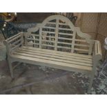 LUTYENS STYLE GARDEN BENCH, grey painted 150cm W.