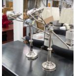 DESK LAMPS, a pair of substantial proportions, adjustable, each approx 50cm H.