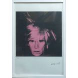 ANDY WARHOL 'Self portrait', lithograph from Leo Castelli Gallery, stamped on reverse, edited by G.