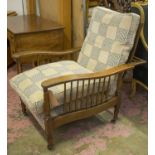 RECLINING ARMCHAIR, Edwardian oak, circa 1910,