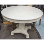 BREAKFAST TABLE, French style light grey crackle painted with circular top on pedestal,