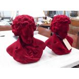 CONTEMPORARY SCHOOL, flocked busts of Beethoven, a pair, 44cm H.