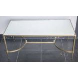 LOW TABLE, attributed to Maison Jansen, circa 1970, brass with rectangular mirrored top,