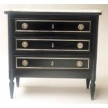 DIRECTOIRE STYLE COMMODE, French ebonised and silvered metal mounted,