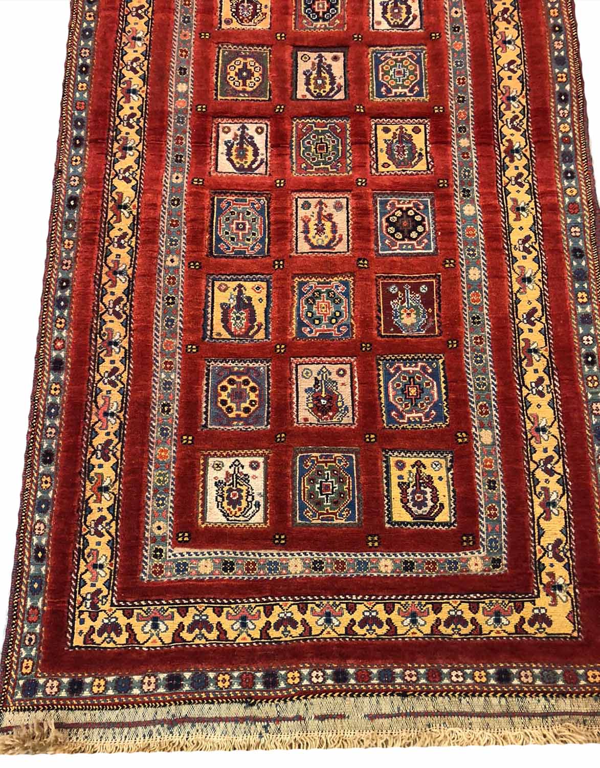 FINE PERSIAN QASHQAI RUNNER, 308cm x 84cm, repeat square medallions within matching borders. - Image 3 of 4