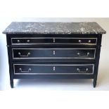 DIRECTOIRE COMMODE, 18th century French, ebonised and silvered metal mounted,