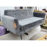 SOFA, 1960's Italian inspired design, grey velvet with buttoned back detail, 170cm W.