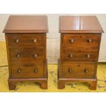 BEDSIDE CHESTS, a pair, Victorian and later mahogany, each adapted with three drawers,