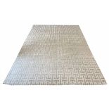 CONTEMPORARY ART DECO DESIGN SILK CARPET, 350cm x 250cm, geometric silver field.