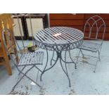 TERRACE DINING SET, Regency style design, including a table and two chairs, 93cm H,