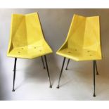 PAUL MCCOBB (1917-1969) ORIGAMI CHAIRS, a pair, moulded light yellow fibreglass circa 1950's.