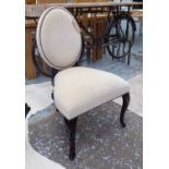 CHRISTOPHER GUY OVALE CHAIR, with signature criss-cross legs and upholstered in neutral velvet,