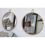 WALL MIRRORS, a pair, Hollywood Regency style, 56cm x 50cm.