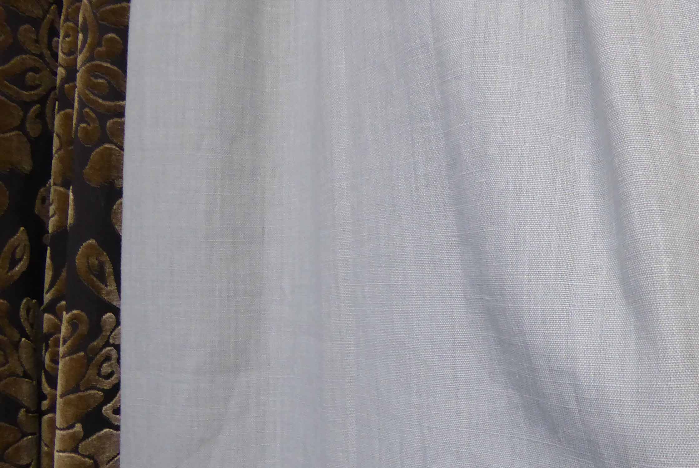 CURTAINS, a pair, contemporary grey fabric, lined and interlined, 300cm Drop x 85cm gathered. - Image 2 of 3