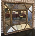 WALL MIRROR, 18th century style Italian gilt composition frame and sectional plates,