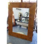 WALL MIRROR, contemporary, burr wood frame, 123.5cm x 93cm.
