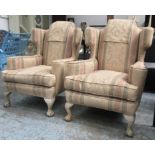 WING ARMCHAIRS, a pair,