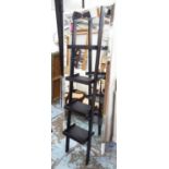 LEAN-TO SHELVES, contemporary Danish style, ladder design, ebonised finish, 180cm H.