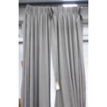 CURTAINS, a pair, grey fabric, lined, 235cm Drop x 90cm gathered.