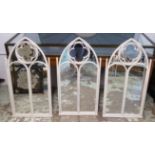 MIRRORS, a set of three, Gothic style, 55cm x 103cm.