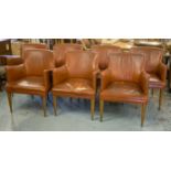 ARMCHAIRS, a set of seven, mid 20th century, in distressed leather, 64cm W.