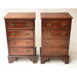 BEDSIDE CHESTS, a pair, George III style, mahogany, each with four drawers,