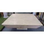 LOW TABLE, 1970's Italian style, Travertine top, 110cm x 110cm x 41cm.