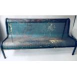 GARDEN BENCH SEAT, 1980s, pierced metal seat,