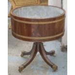 WINE COOLER, 20th century yewwood, mahogany and brass bound with circular zinc lining,