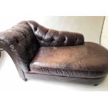 ANTIQUE LEATHER CHAISE,