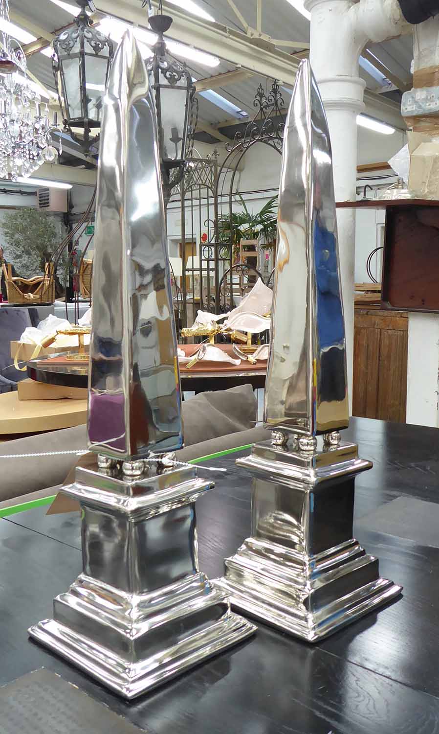 TABLE TOP OBELISKS, a pair, French Art Deco style, 53cm H.