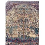 ANTIQUE KIRMAN LAVER CARPET, 400cm x 320cm,