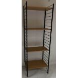 LADDERAX, single section, with black 'ladder' uprights and four adjustable shelves,