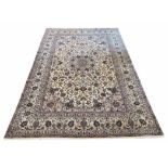 FINE PART SILK ISPHAHAN CARPET, 305cm x 205cm, palmette and vine design,