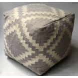 KILIM HEARTH STOOL, Indian handmade cube form grey and white kilim, 48cm x 48cm x 40cm H.