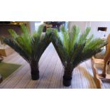 ARTIFICIAL POTTED PALM TREES, a pair, 110cm H.