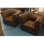 CHESTERFIELD ARMCHAIRS, a pair,