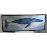 CONTEMPORARY SCHOOL, study of a whale, foil print, framed, 120cm x 43cm.