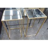 SIDE TABLES, two, gilt metal frames with mirrored inserts, 67cm H x 35cm x 35cm.