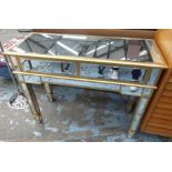 CONSOLE TABLE, Art Deco mirror clad design, with two drawers, 100cm x 40cm x 80cm H.