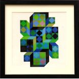 VICTOR VASARELY, 'Tridim G', off set lithograph 1971 suite: Hommage hexagone, 25cm x 25cm.