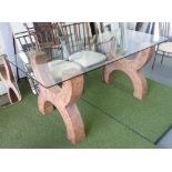DINING TABLE, Italian marble with tempered glass top, 192cm x 84cm x 79.