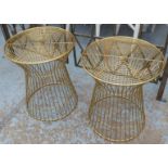 OCCASIONAL TABLES, a pair, contemporary design, gilt metal, circular form, 37cm x 37cm x 46cm H.