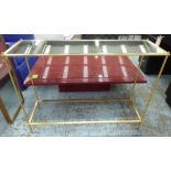 CONSOLE TABLE, gilt metal mirrored inserted top, 107cm x 32cm x 80cm H.