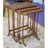 NEST OF THREE TABLES, early 20th century and later, scarlet and gilt chinoiserie decorated,