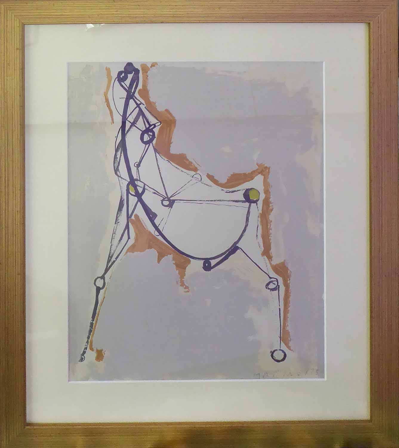 MARINO MARINI, 'Horse', original serigraph on vellum, Dietz printer, signed and dated in the plate,